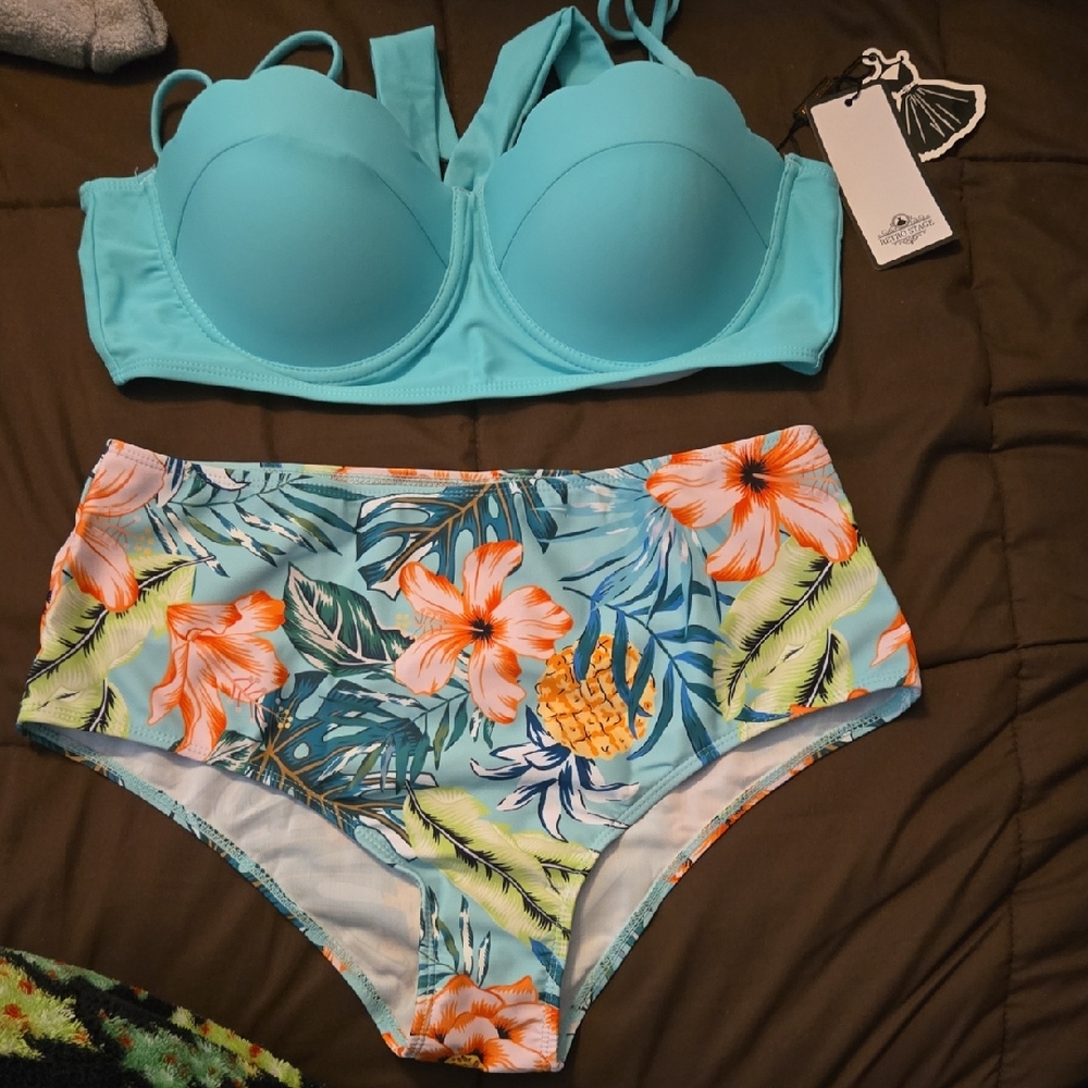 Floral Aqua Bikini Set